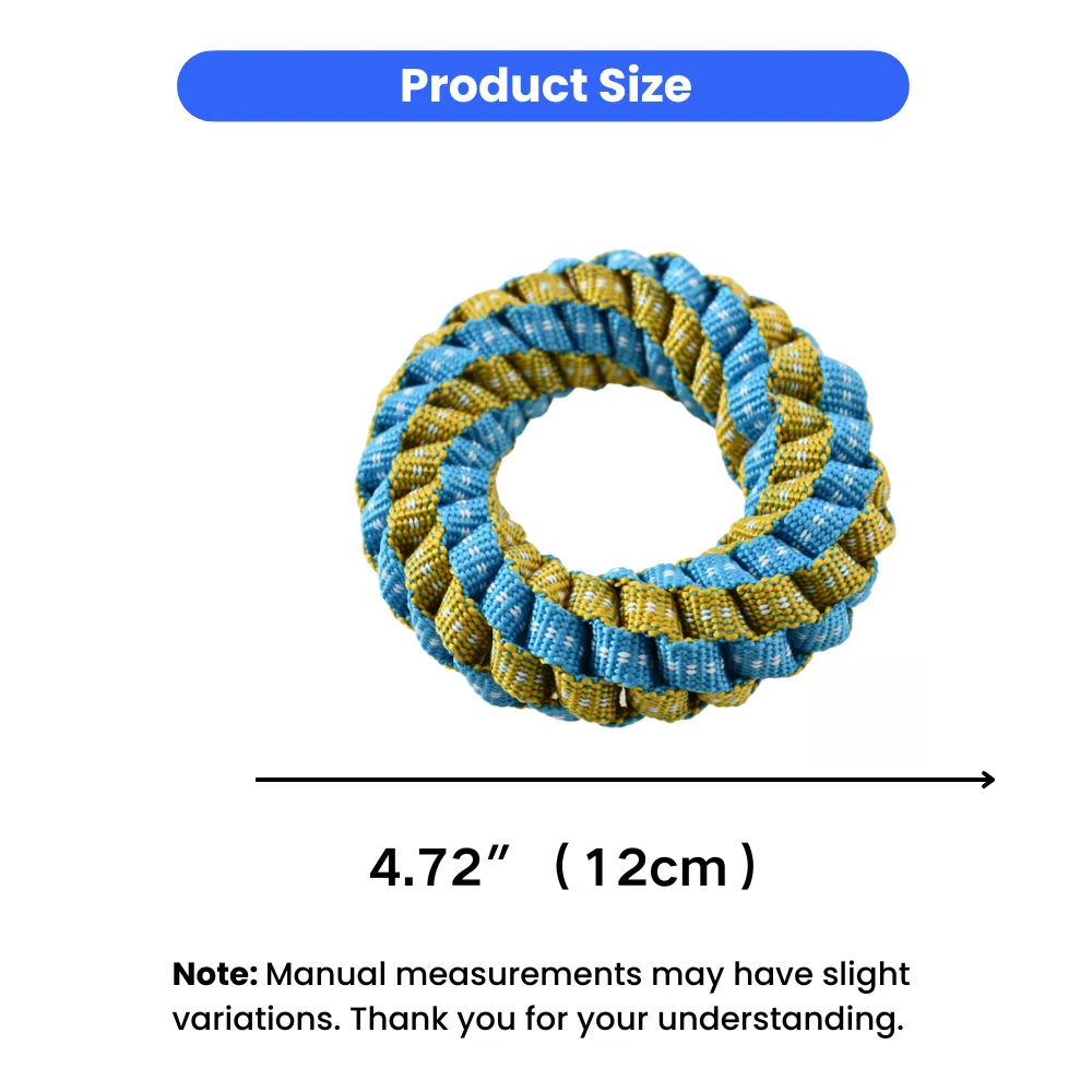 braided ring dog toy 4.72 inch size suitable for small and medium dogs chewing and fetch