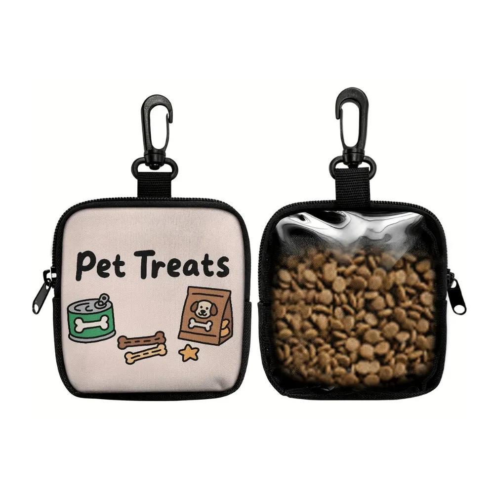dog treat pouch with transparent back window pet snack storage bag design