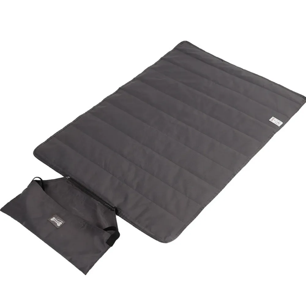 grey oxford waterproof dog mat foldable outdoor pet mat with storage bag