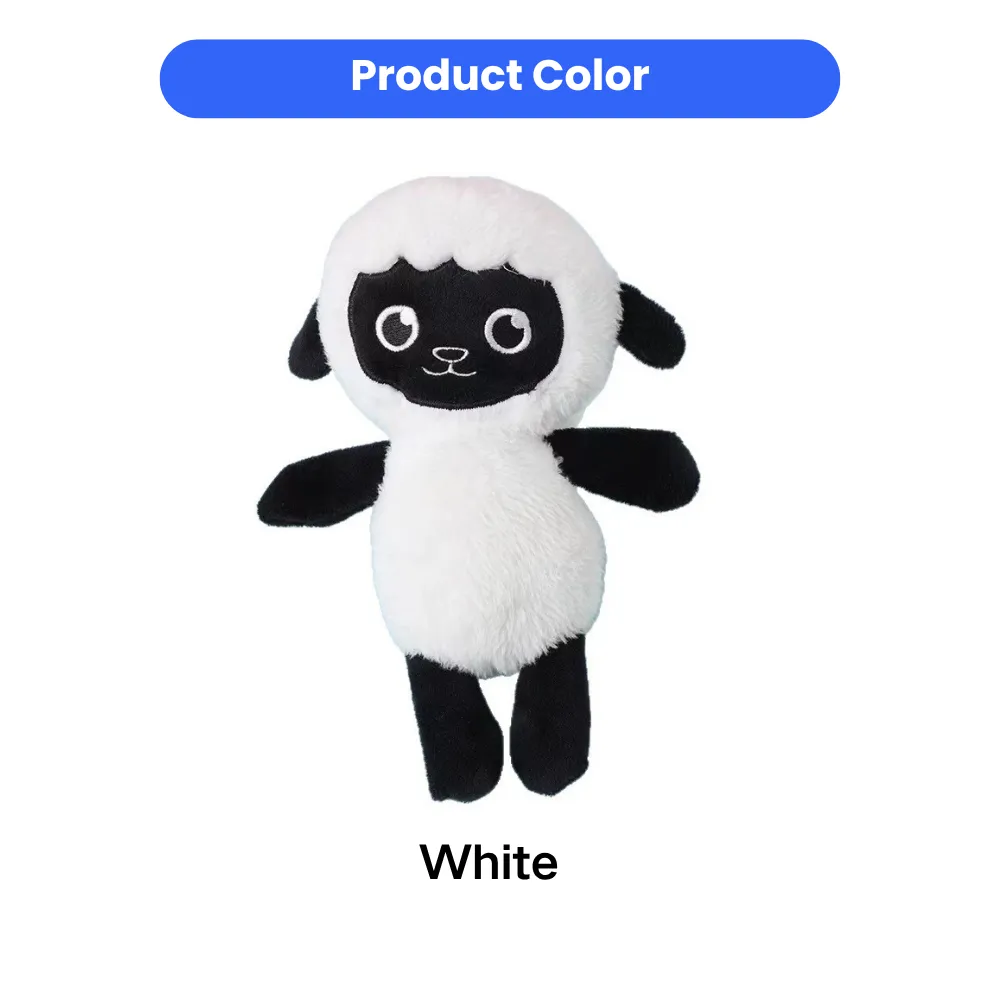 white plush sheep dog toy cute stuffed pet toy for dogs wholesale supplier