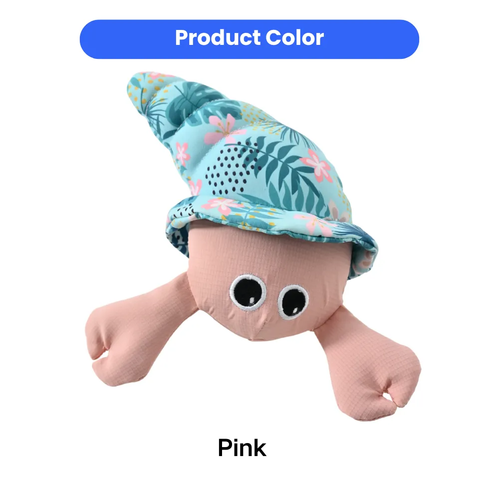 pink crab dog toy soft fabric squeaky toy tropical design