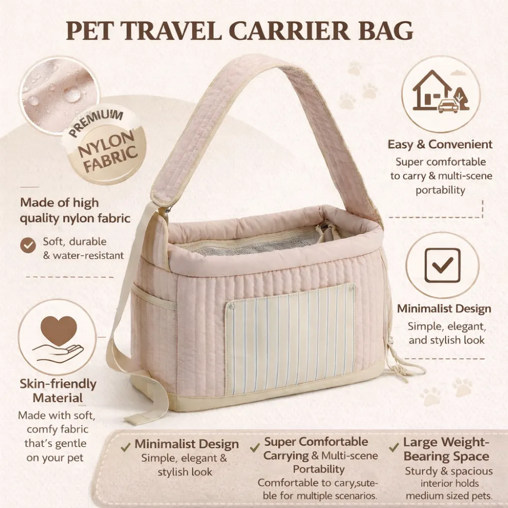 soft nylon pet carrier bag durable water resistant comfortable portable dog travel bag