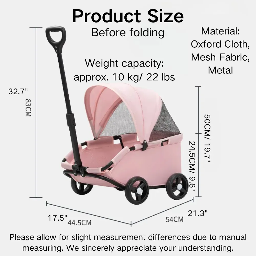 Foldable Portable 4 Wheels Pet Stroller with Sunshade