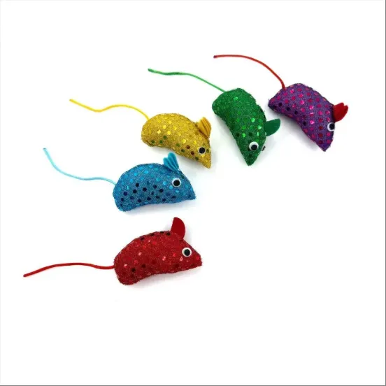 5 Pack Multi-Color Sequin Little Mouse Cat Toy for Cats