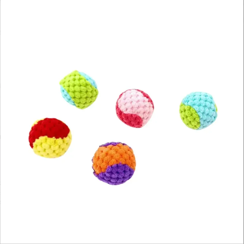 5 Pack Double Color Blush Ball Interactive Cat Toy
