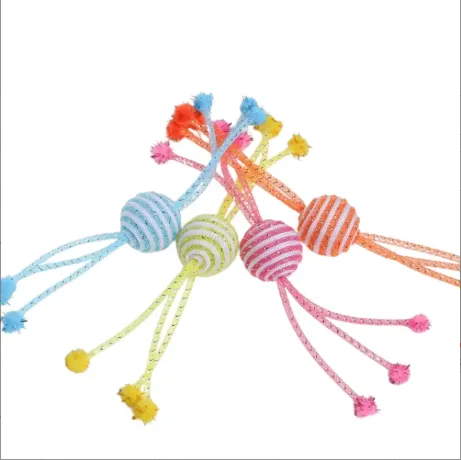 4 Pack Durable Soft Tube Cotton Rope Ball Cat Toy