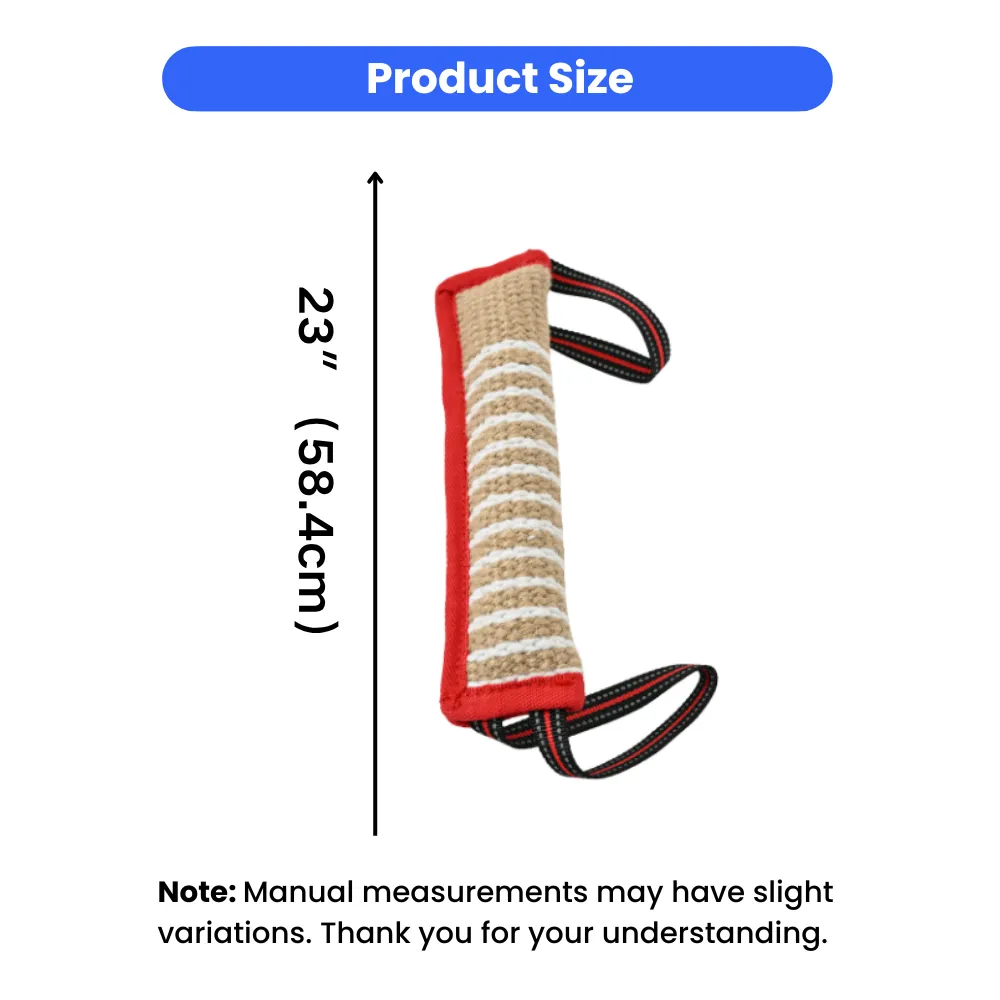 dog bite tug toy size 23 inch 58.4 cm with handle for training and chewing