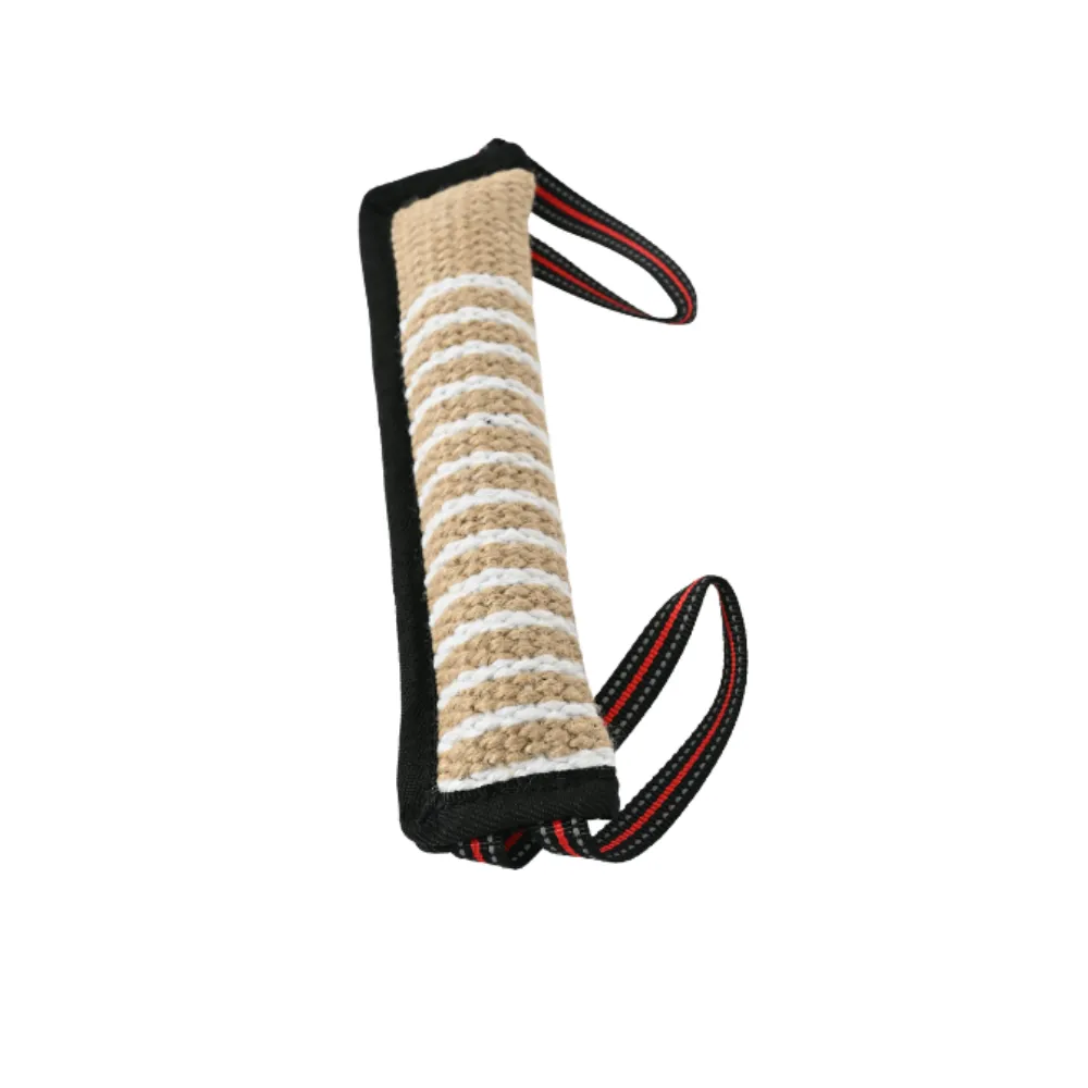 black dog bite tug toy durable jute chew toy with reinforced handle