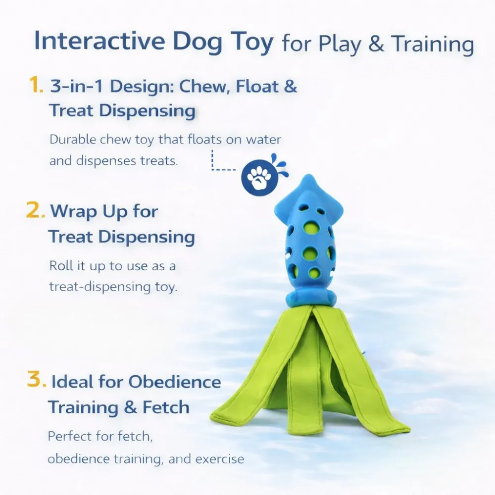 3 in 1 interactive dog toy chew float treat dispensing training toy for dogs fetch obedience