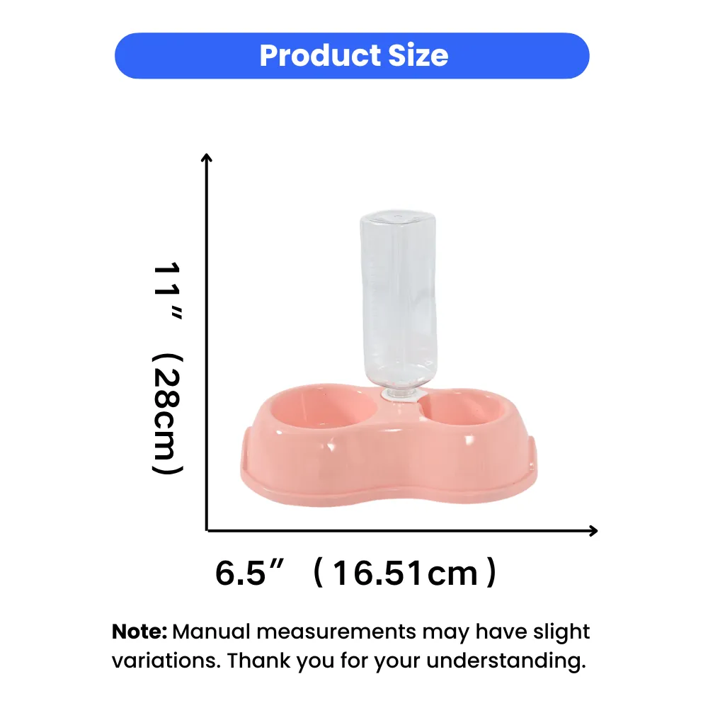 Diagram showing the size of the pet feeder: 11 inches (28cm) in height and 6.5 inches (16.51cm) in width.
