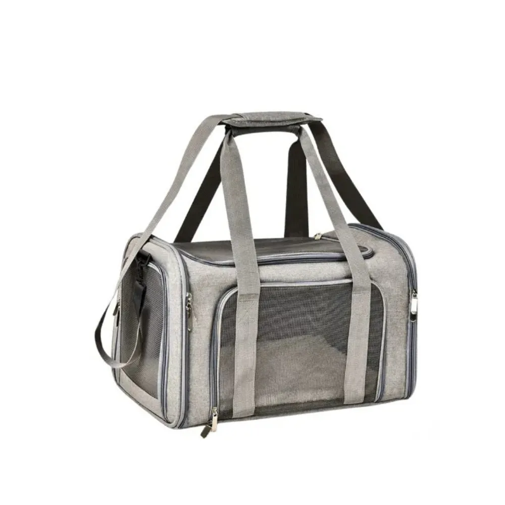 grey dog carrier bag breathable mesh pet travel bag wholesale supplier