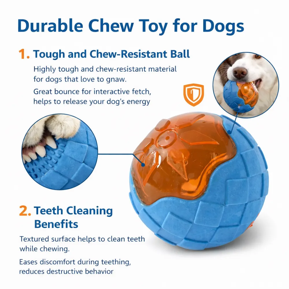 durable dog chew toy textured surface teeth cleaning chew resistant interactive dog ball