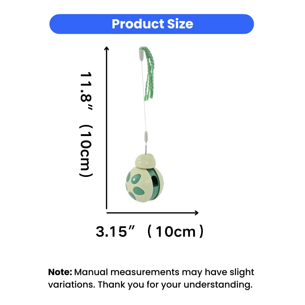 Diagram showing the dimensions of the cat toy: 11.8 inches in height and 3.15 inches in width.