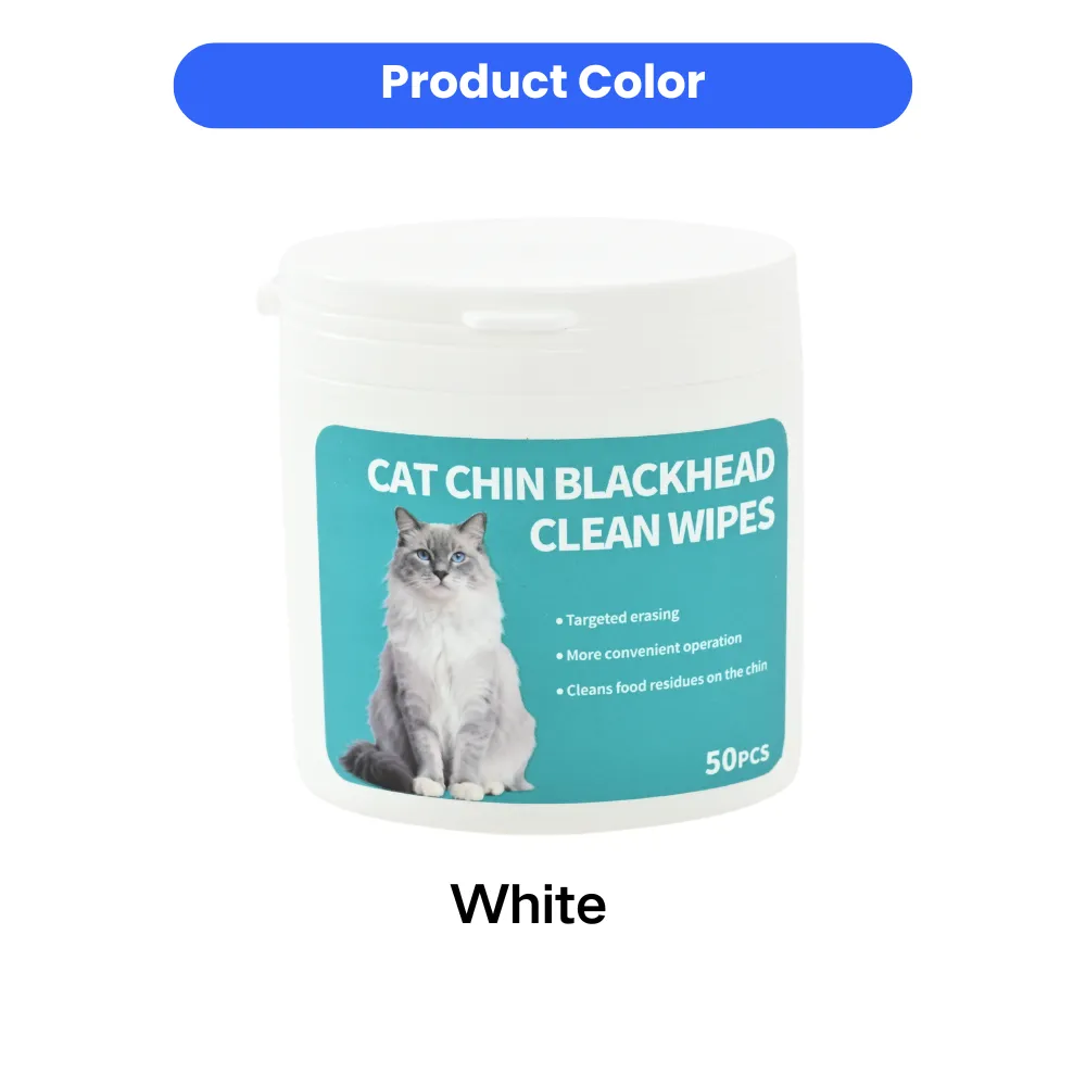 white cat chin cleaning wipes container pet grooming wipes bulk packaging 50pcs box