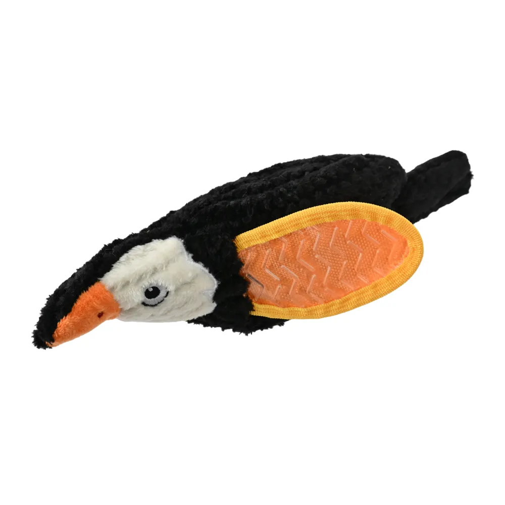 plush bird dog toy squeaky chew toy with durable TPR wing for dogs