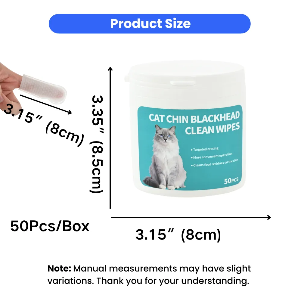 cat chin cleaning wipes size 3.15 inch finger wipes 3.35 inch container 50pcs pet grooming wipes bulk