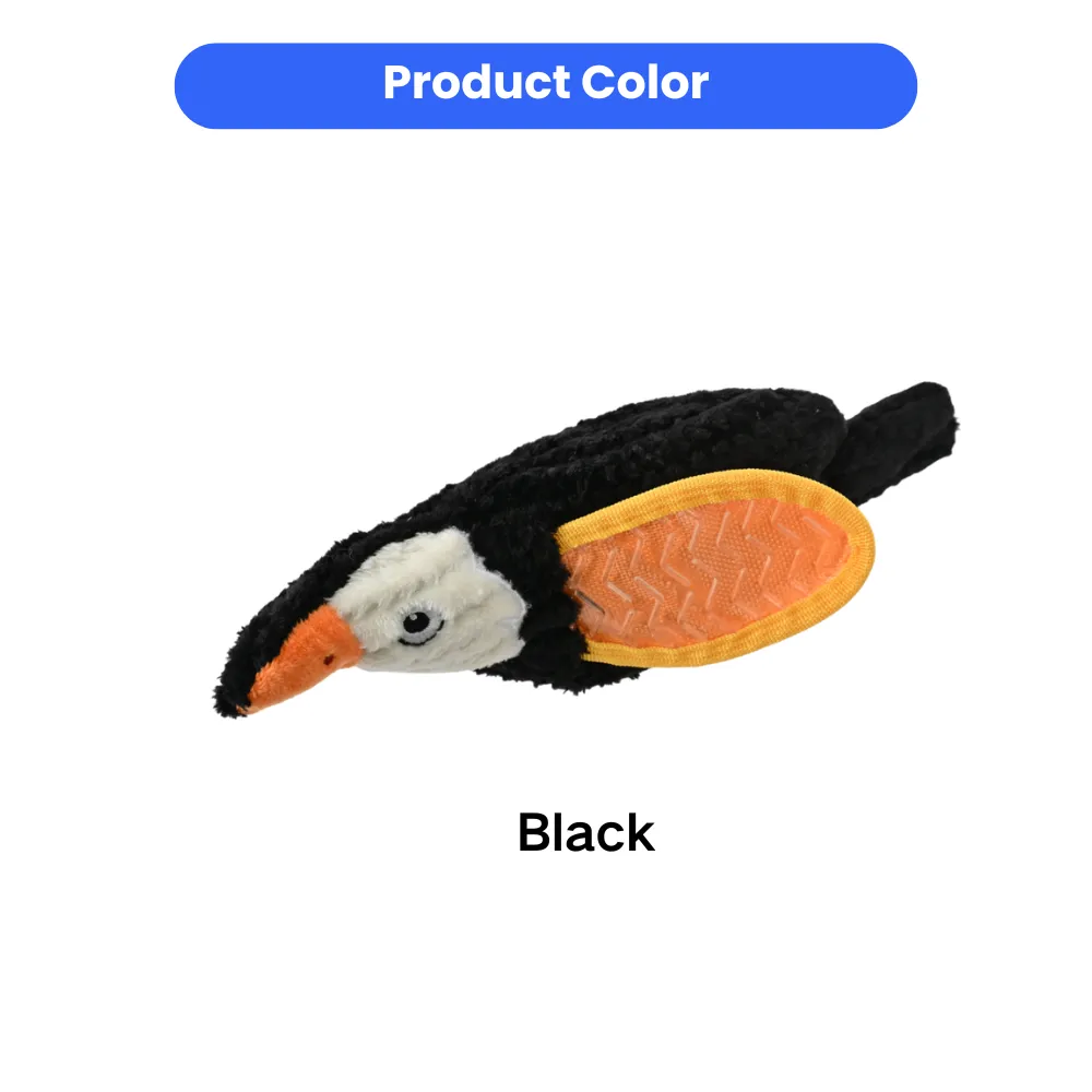 black plush bird dog toy with TPR chew wing squeaky pet toy for dogs
