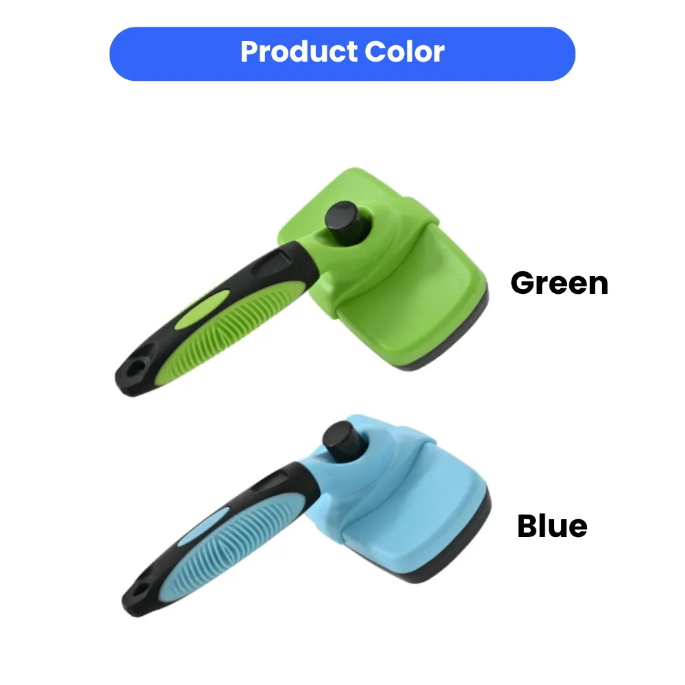 Top view of the pet slicker brush in vibrant lime green and sky blue color options.