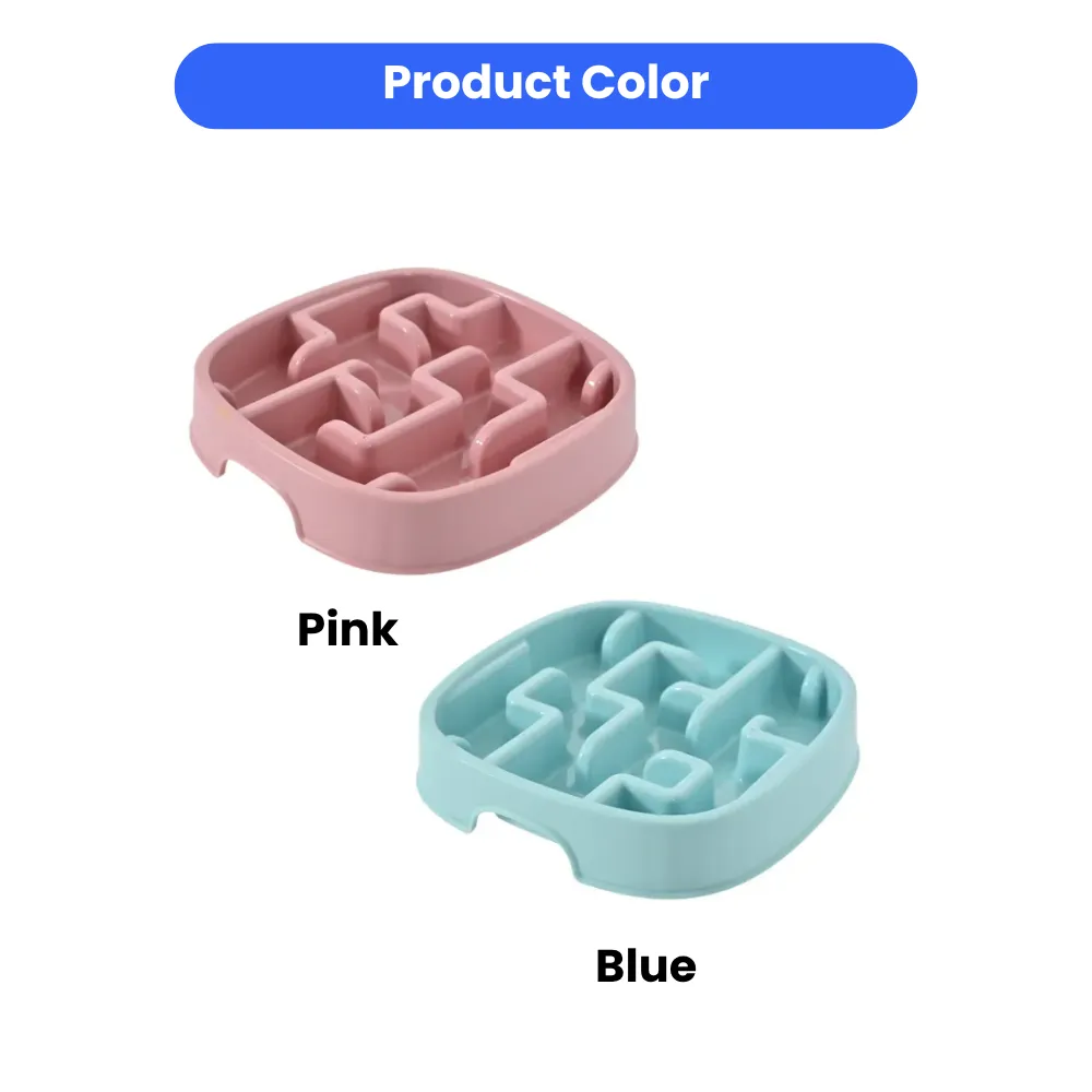 Two puzzle feeder bowls for dogs shown in soft pink and light blue color options.