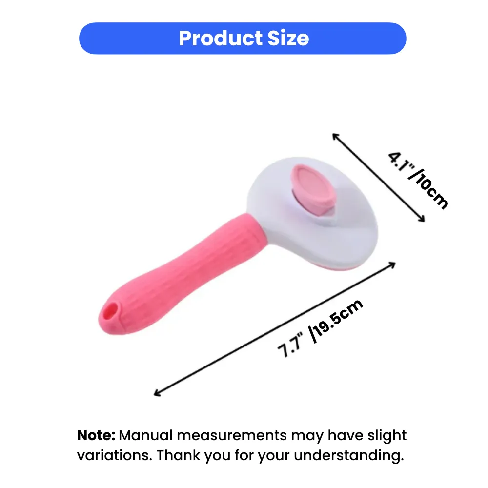 Dimensional diagram showing the pet brush length of 19.5cm and head width of 10cm.