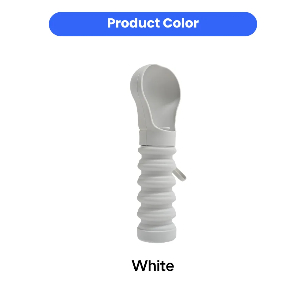 white color foldable silicone dog water bottle portable pet outdoor drinking cup