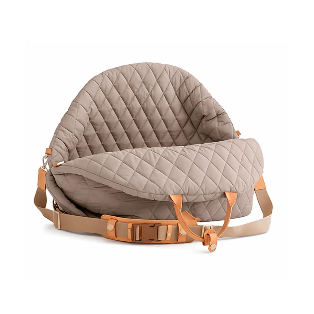 grey quilted dog booster seat bag with carry handles and adjustable strap portable pet travel carrier