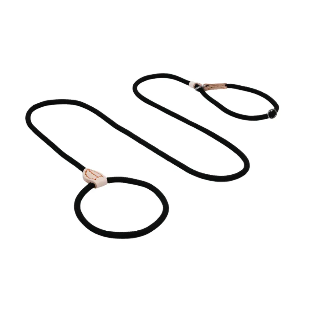Classic black high-density rope slip lead for medium and large dogs.