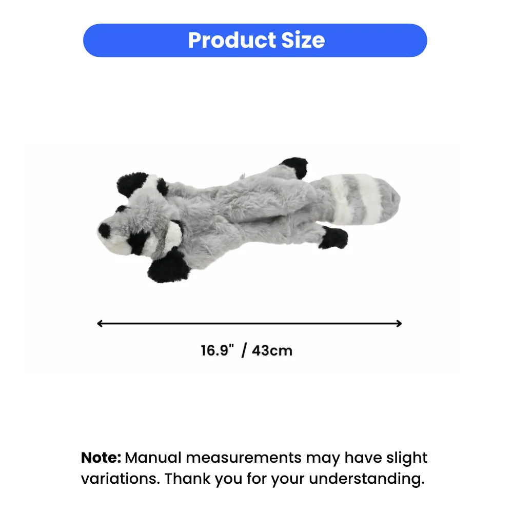 Size specification for plush dog toy measuring 16.9 inches or 43cm in length.