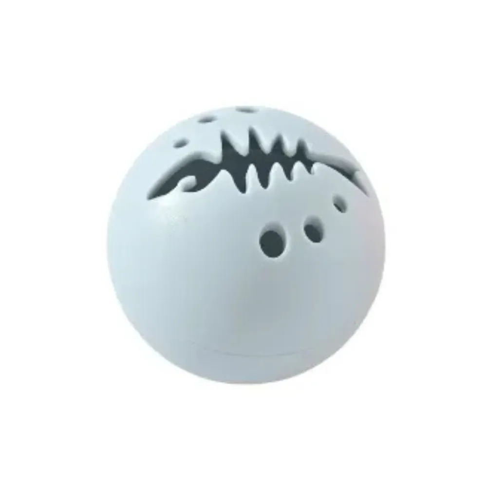 Close-up of the grey interactive cat toy ball, BPA-free and safe for long-term pet use.