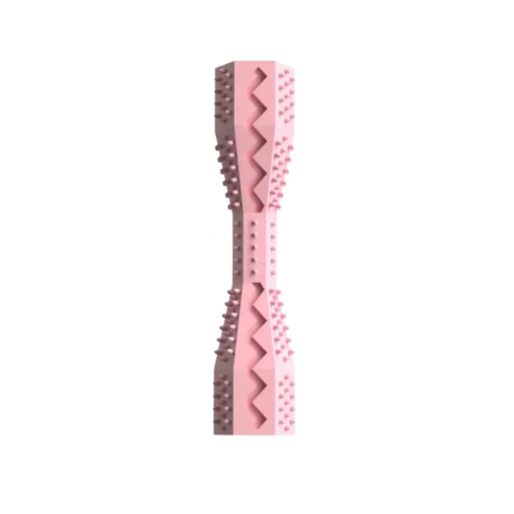 Light pink version of the spiked dental chew toy for dogs and puppies.