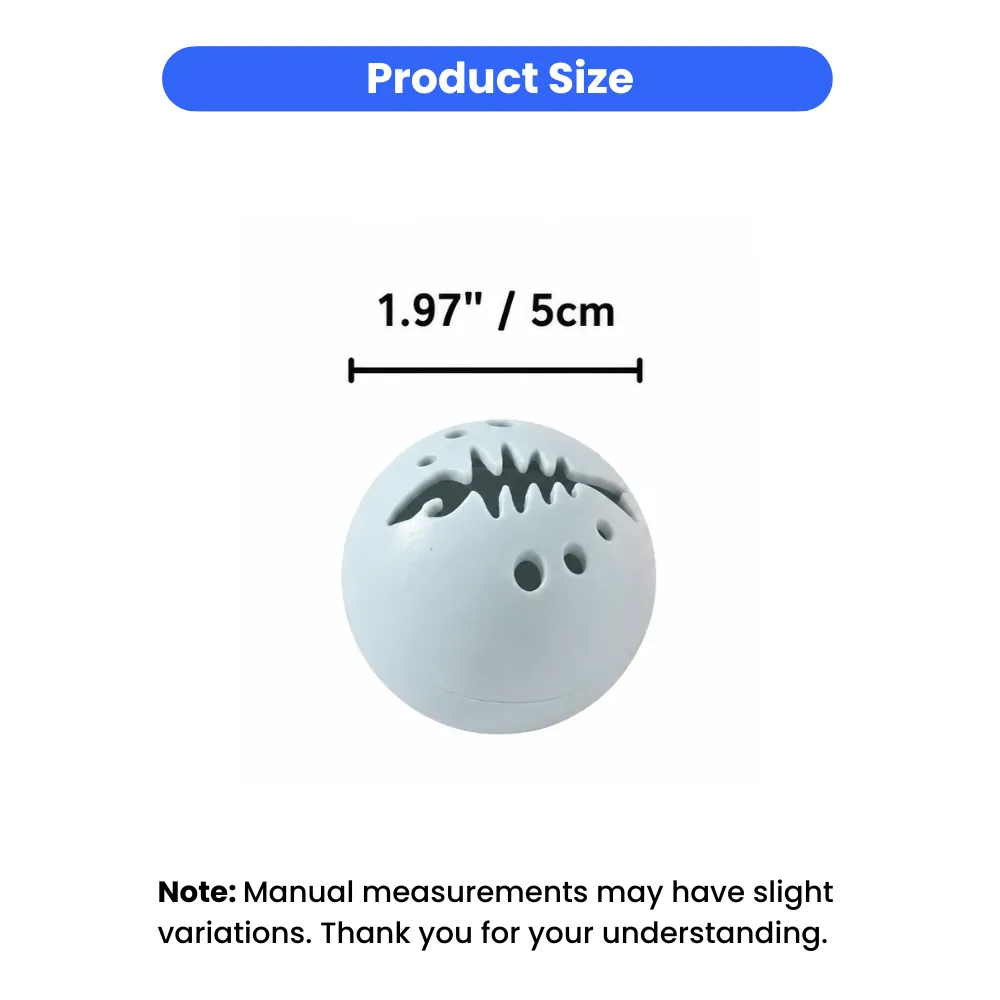 Technical drawing showing the 1.97 inch or 5cm diameter of the interactive cat ball toy.