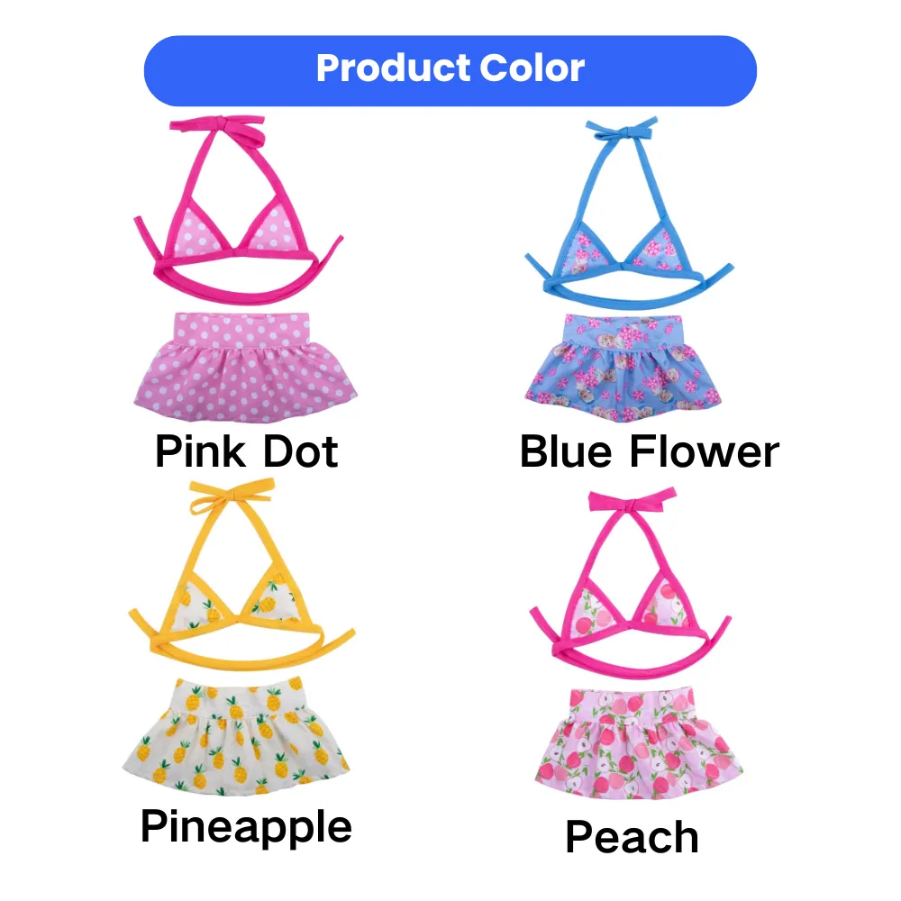 Wholesale dog bikini swimsuit in four styles pink dot blue flower pineapple peach for small dogs