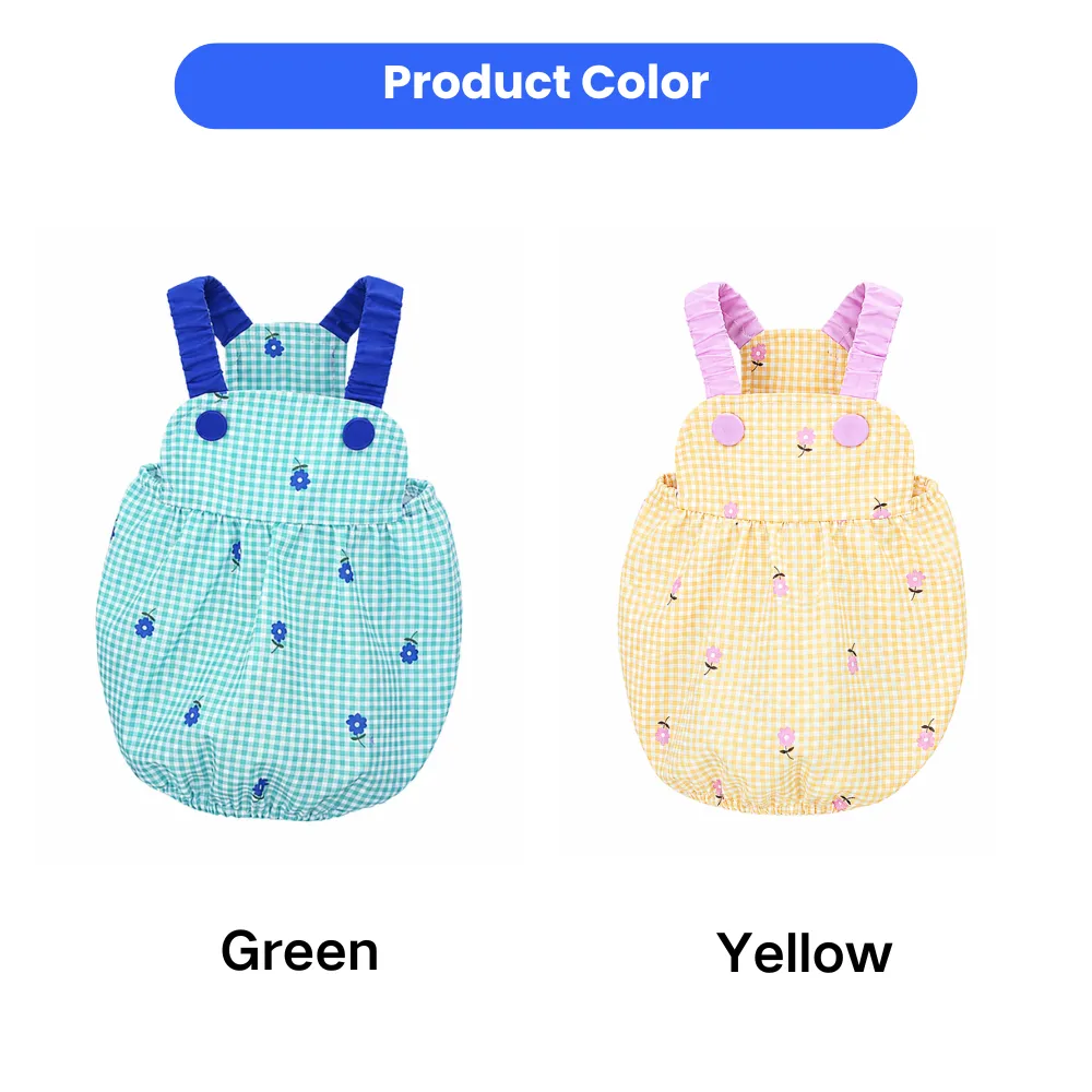 Green and yellow gingham dog suspender dress color options for small dogs