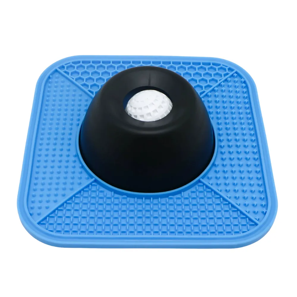 Black and blue anti slip dog licking bowl with textured silicone feeding mat for dogs