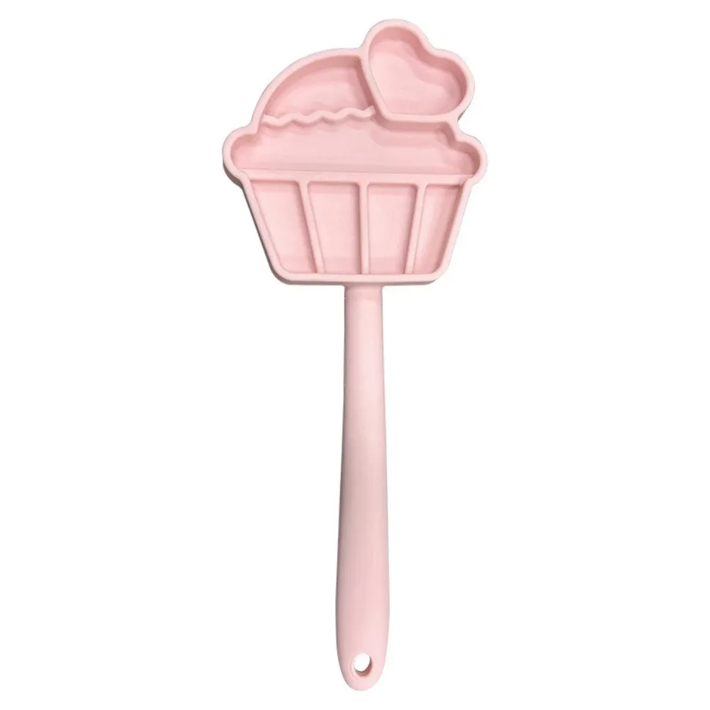Pink silicone dog licking paddle for pet yogurt treats, calming enrichment and slow licking activities