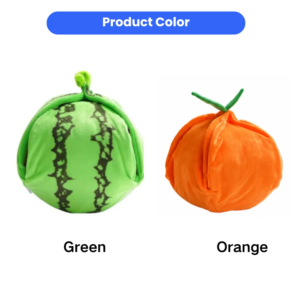 Watermelon and orange plush dog toys for snuffle training and pet enrichment activities