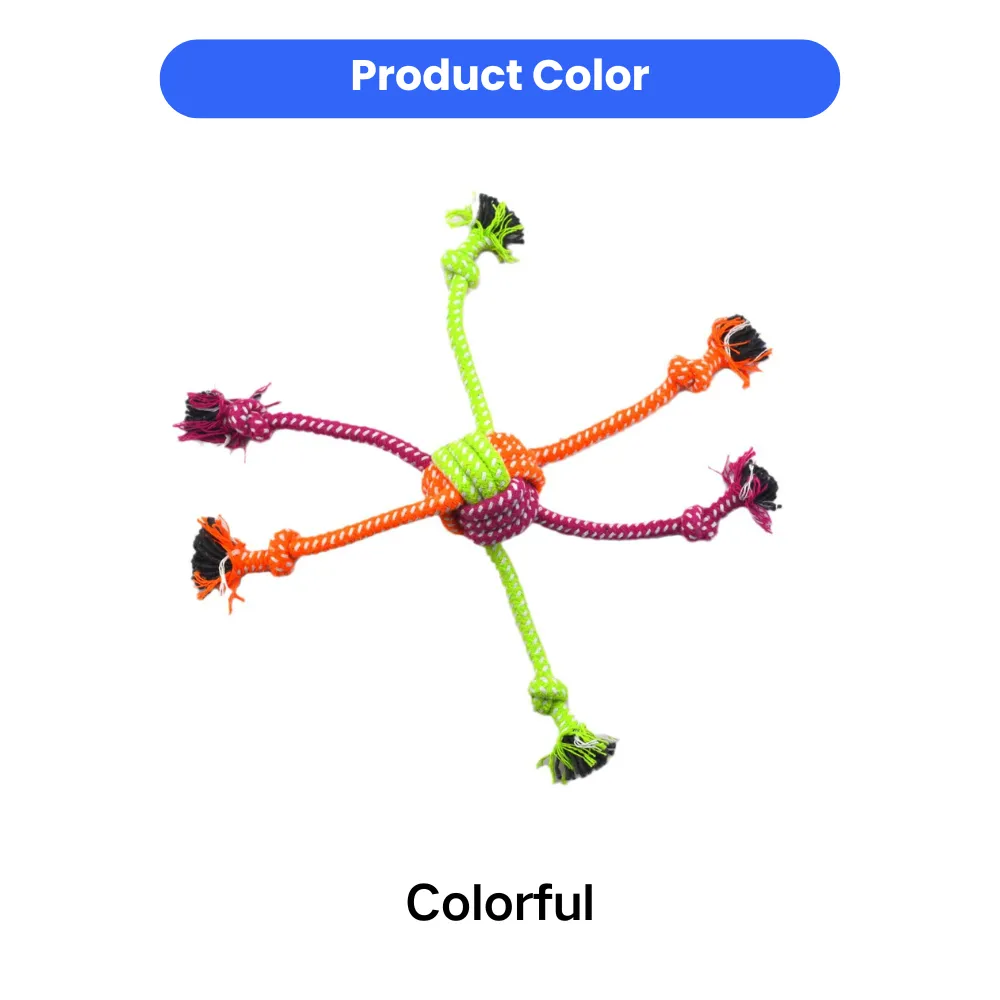Colorful durable rope knot dog toy with bright cotton ropes for dogs