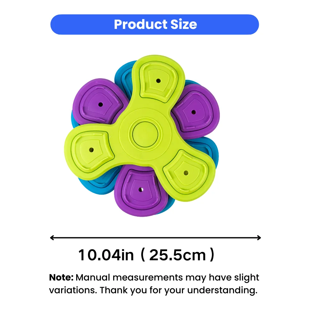 10.04 inch rotating slow feeder puzzle bowl size display for dogs with interactive treat compartments