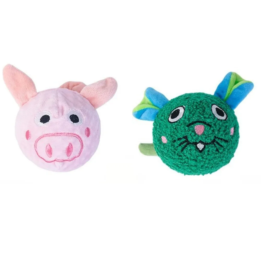 Plush Dog Squeaky Ball Toys Pig and Mouse Design Soft plush dog squeaky ball toys with pig and mouse animal designs for small and medium dogs
