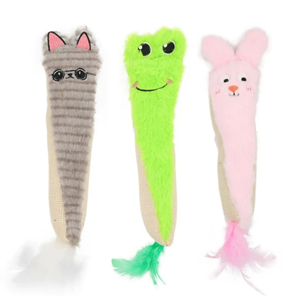 Funny Plush Catnip Cat Toys with Crinkle Sound for Indoor Cats Plush catnip cat toys with crinkle paper and sound design in frog, cat and rabbit styles