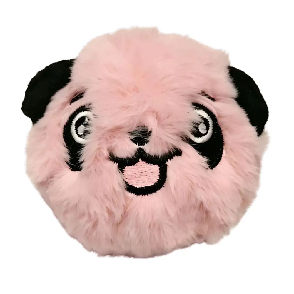 Pink plush panda bounce ball dog toy with soft plush material for dogs