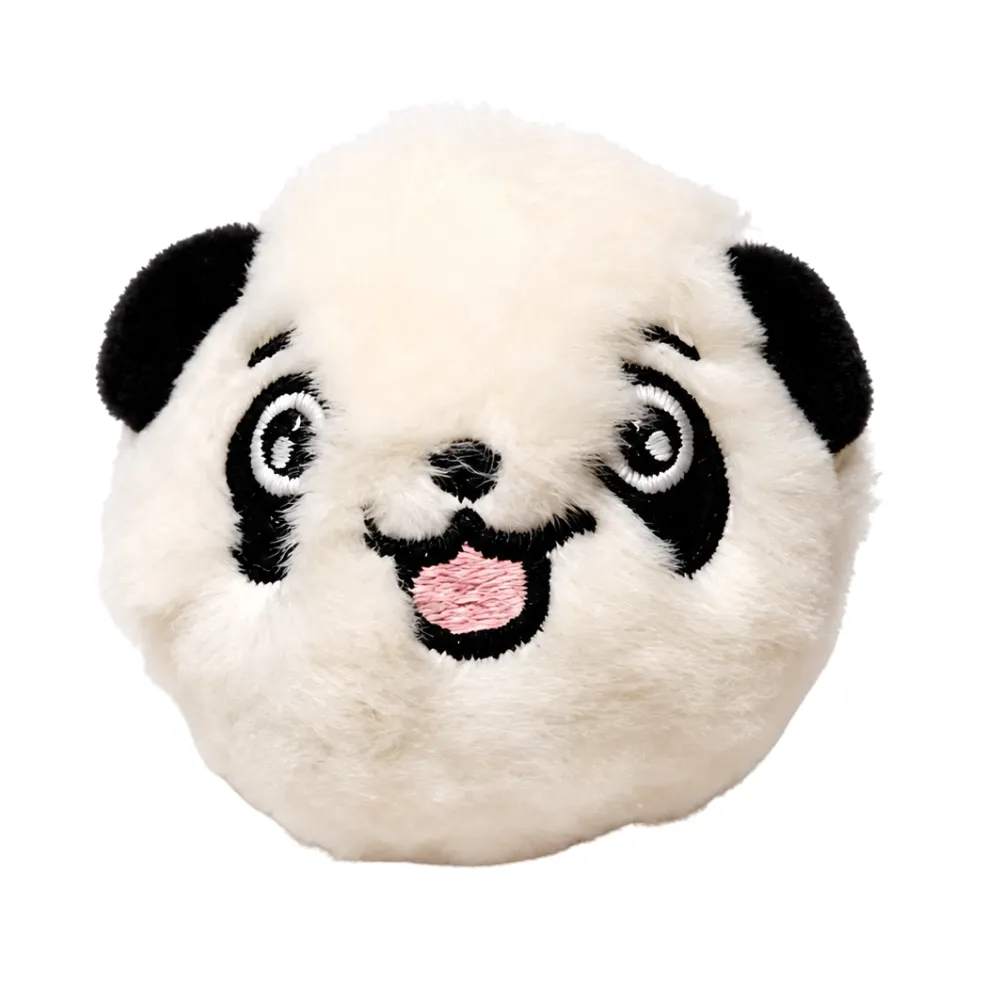 White plush panda bounce ball dog toy with cute embroidered panda face