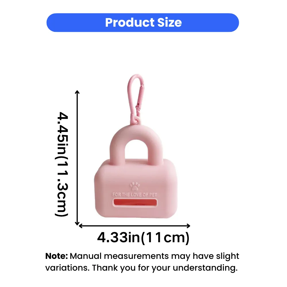 Size dimensions of silicone portable dog poop bag dispenser for pet walking accessories