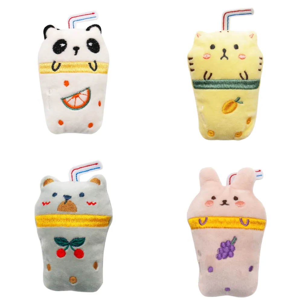 Cartoon Catnip Plush Cat Toys Assorted Animal Styles Assorted cartoon catnip plush cat toys in panda, cat, bear, and rabbit styles with soft PP fiber filling for indoor cats