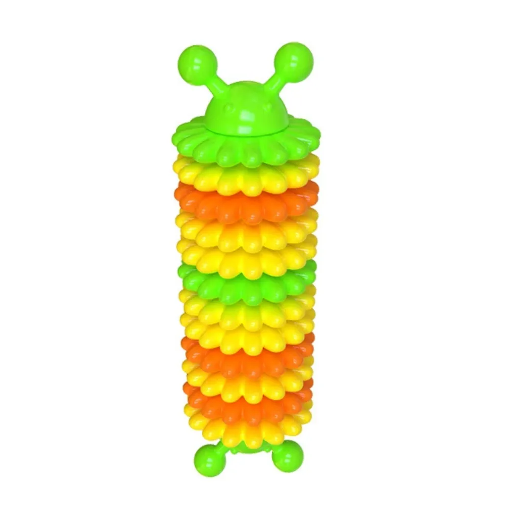 Green caterpillar shaped dog chew toy made of non-toxic TPR material for dental health