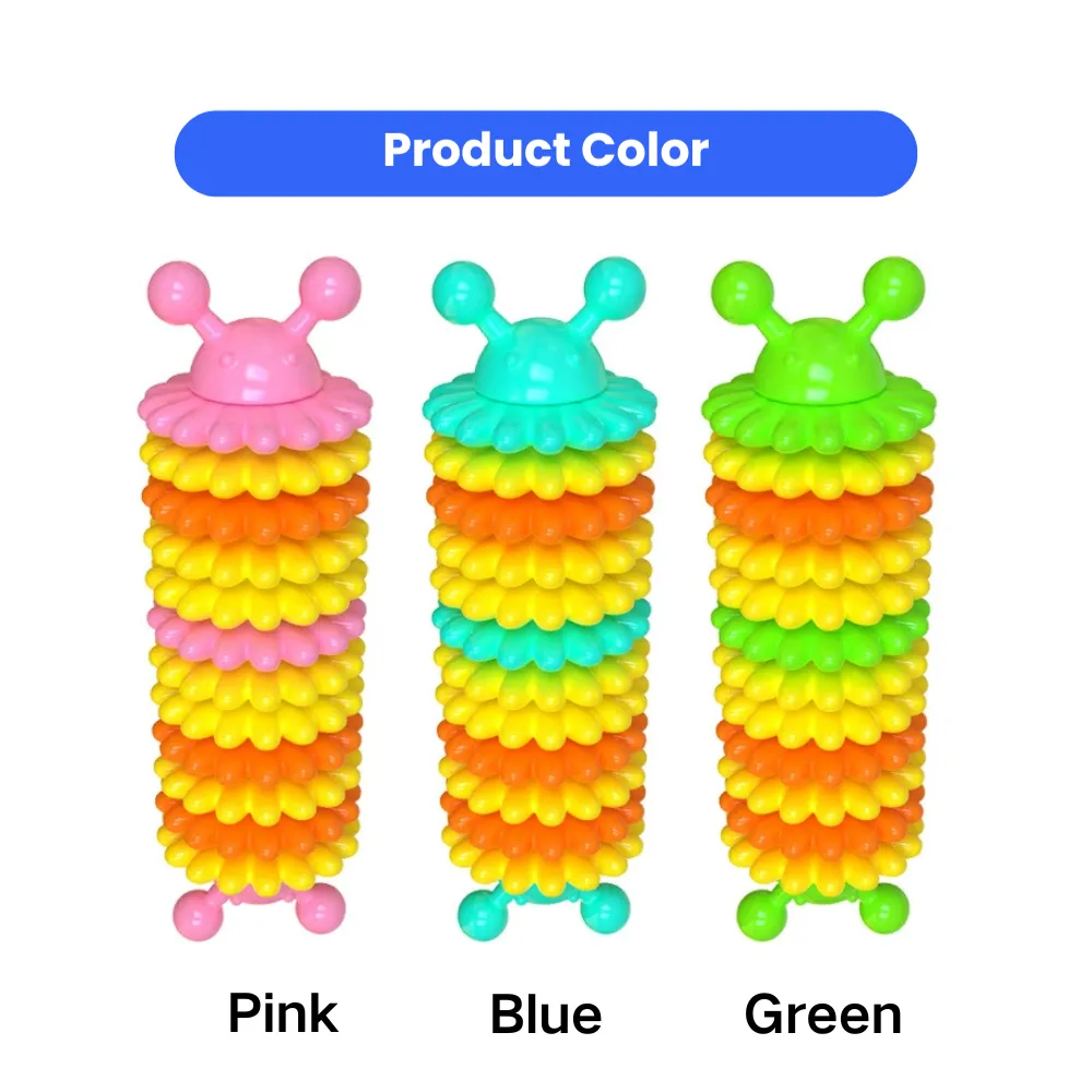 Pink blue and green TPR caterpillar dog chew toys for aggressive chewers and dental care