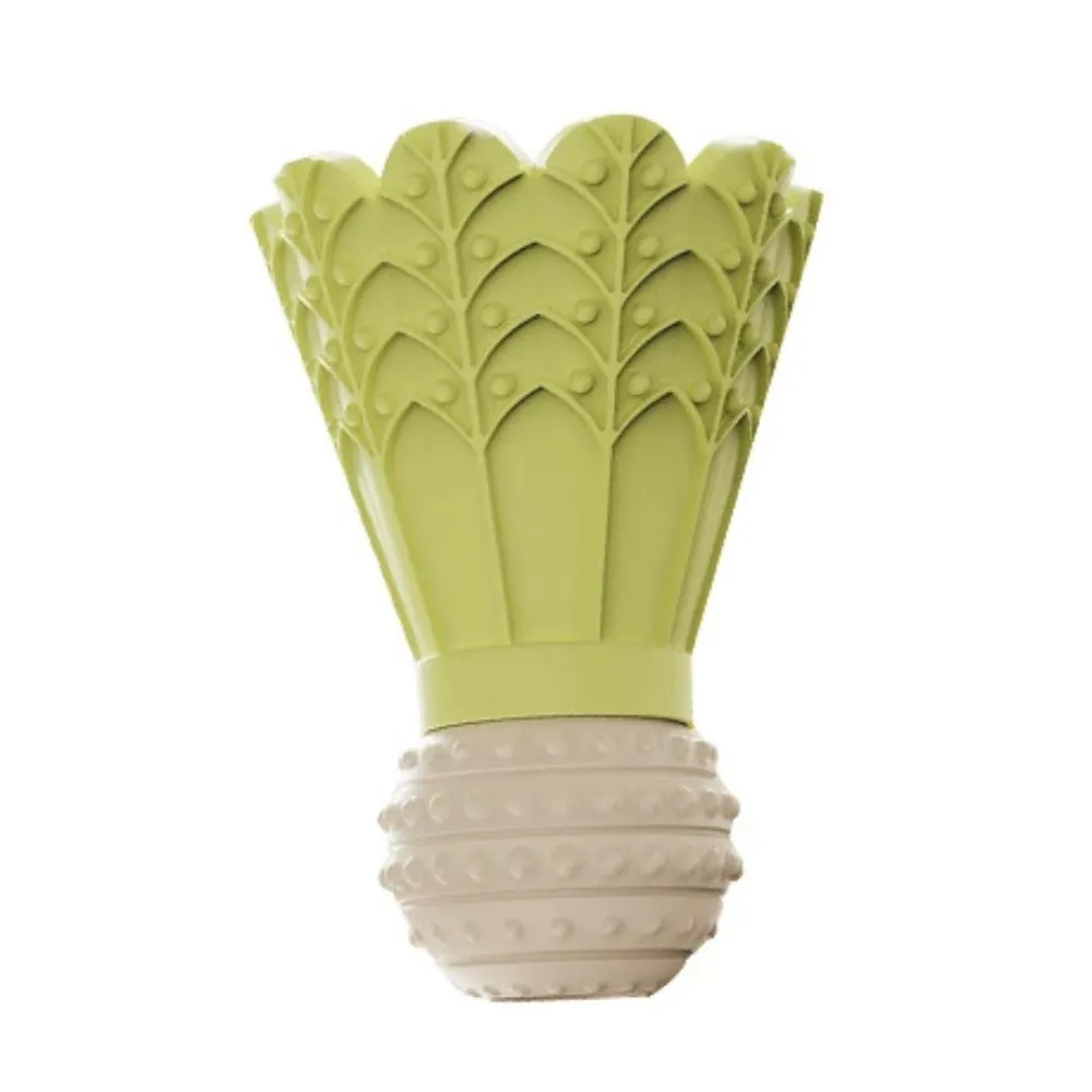 Green Textured Dog Chew Toy for Puppies and Small Dogs Green badminton shaped squeaky dog chew toy with durable textured chewing surface
