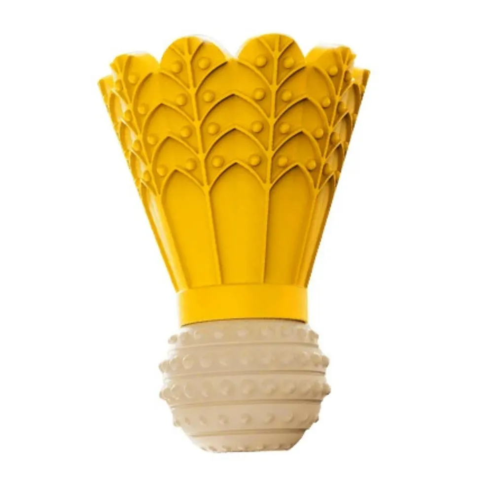 Yellow Squeaky Dog Chew Toy for Interactive Play Yellow badminton shaped rubber squeaky dog chew toy for chewing and fetch games