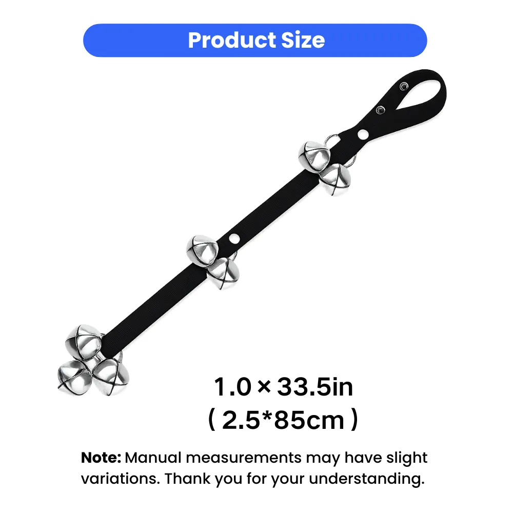 Dog potty training bells with adjustable 33.5 inch nylon strap and stainless steel bells