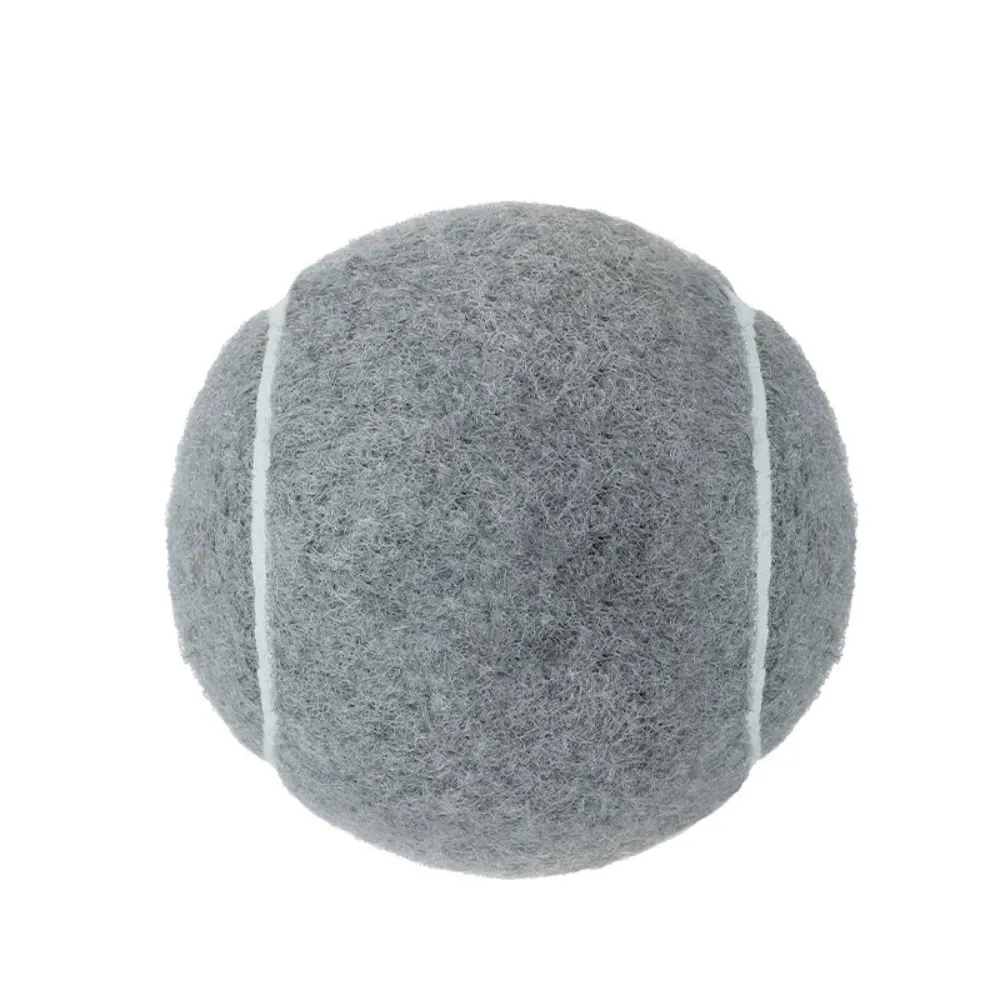 Grey dog dental chew tennis ball toy for teeth cleaning and interactive play